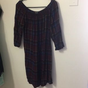 Off Shoulder Plaid Dress